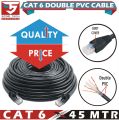 1M, 2M, 3M, 4M, 5M,10M,15M,20M,25M,30M, 35M, 40M, 45M, 50M, 100Meter LAN Cable Cat 6 UTP Double PVC High Standard Ethernet Cable Internet Wire - Black. 