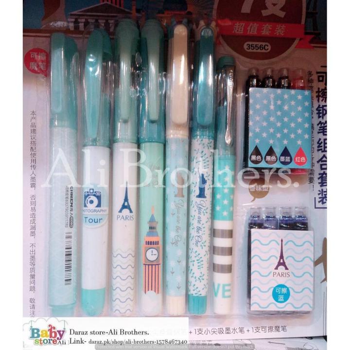 •	7-1 Pen For Multi Writing (English & Urdu) Wingsing, Iridium, Penguin Nub Including Cartridge Colorful & Black Imported Made