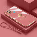 Maitus for Xiaomi Redmi 10A/Redmi 9C Back Cover with Lanyard Luxury 6D Plating Stylish Maple Leaf Style Phone Case Soft Silicone Square Frame Mobile Cases Cover Pouch. 