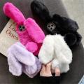 Warm Rabbit Fluffy Fur Phone Case For iPhone 15 Pro Max 14 13 12 11 Pro Max X XR XS Max 7 8 Plus Coque 3D Rabbit Ears Soft Bag. 