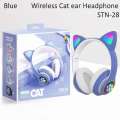 Cat Headphone STN-28 Wireless Headset Cat Ear 5.0 Bluetooth Headphones LED Flashing Light Sports Noise Cancelling Support TF Card 3.5mm Plug with Mic. 