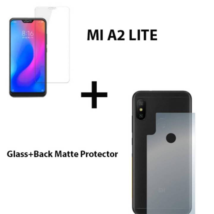 Xiaomi Mi A2 Lite Polish 2.5D Tempered Glass Screen Protector + Back Matte Protector Soft Skin Sheet Soft Film Protection For Xiaomi Mi A2 lite