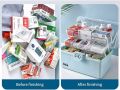 Medicine Box Foldable First Aid Box Portable Storage Box 3 Layer Medicine Cabinet Storage Box for Home Outdoor (SMALL). 