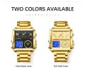 LIGE Top Brand Luxury Fashion Men Watches Gold Steel Sport Square Digital Analog Big Quartz Watch for Man Relogio Masculino+BOX. 