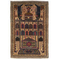 Hand Made Tribal Oriental Prayer Design Kaleen Rug, Traditional Hand-Knotted Wool Carpet |145x94cm|3'x4'7ft| - R13563. 