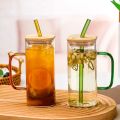 Glass Drinking Cup Compact Water Cup Soda Can Glasses Milk Mug Multi-function Juice Bottle with Handle Glass Water Bottle Soda Glass Cups Drinking Mug Bamboo Jug With Cover Travel. 