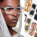 Transparent Fiber Metal Hexagon Stylish Sunglasses | Antireflective | For Men and Women | Large | Unisex | Chasma, Eye Glasses Frame, Goggles. 