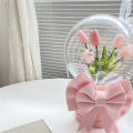 Diy Flower Packaging Box Customizable Acrylic Material Wave Ball Design Acrylic Flower Box Hug Bucket Style Transparent Tulip Bouquet Box for Valentine'S Day Romantic Gift Bouquet Display Flower Arrangement Gift Packaging. 