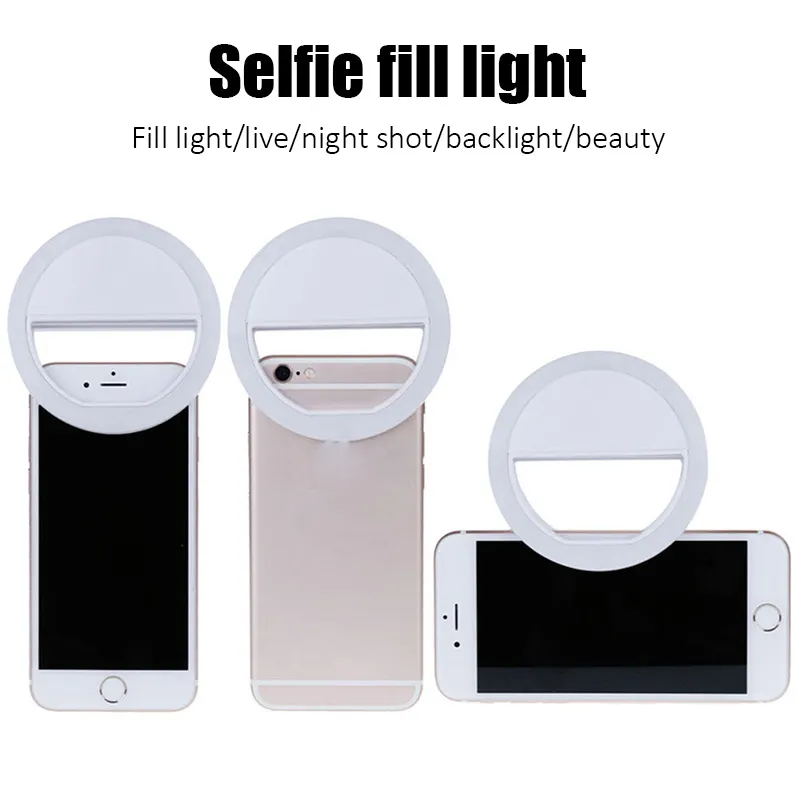 Mobile Selfie Ring Light – Portable Mini Selfie LED Lamp Ring Light for Mobile Phones – Rechargeable Ring Light with Charging Cable For Tik Tok and Photography - Brightness Adjustment Selfie Light With LED Camera Photography Flash Light for Smart phones