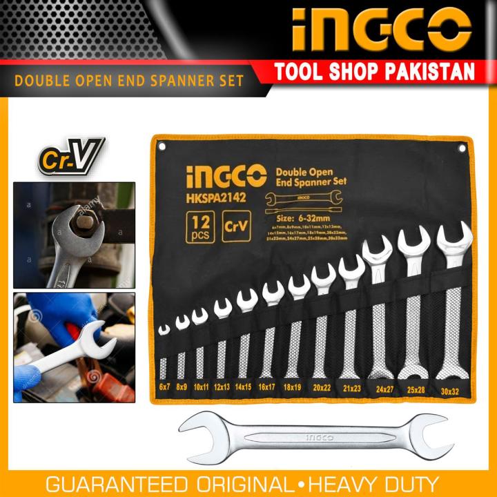 Ingco 12 pcs Double Open End Spanner Wrench Set 6-32mm