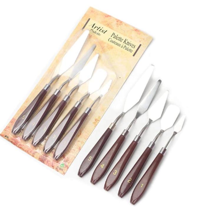5-Piece Stainless Steel Palette Knife Set - Flexible Spatula Painting Knives for Color Mixing, Spreading, Applying Oil & Acrylic Paint on Canvases, Cake Icing, 3D Printer Removal Tool