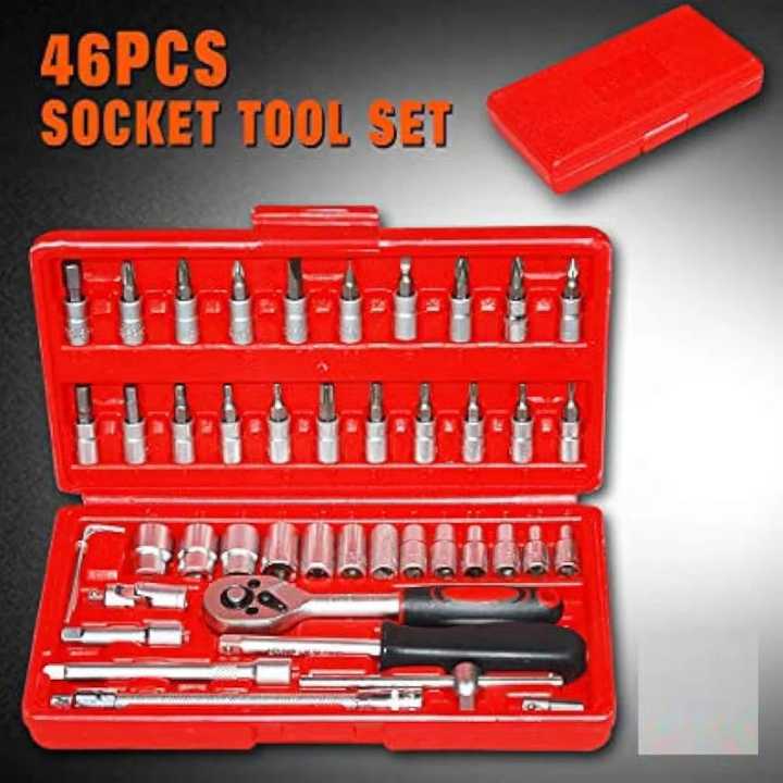 46 in 1 Pcs Tool Kit for Home Use Spanner Set Bike Tool Kit Set Goti Pana Set Socket Set (Pack of 46)