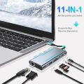 Type C Usb Hub Docking Station 11-in-1 USB C Adapter with 4K-HDMI, VGA, USB 3.0 port, Type C PD Ethernet SD / TF Card Reader 3.5mm AUX Compatible with More Type C Devices. 