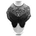 1 Pcs Polyester Black Fabric Flower Lace Sewing Applique Lace Collar Neckline Collar Applique. 