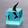 D- Humpback Whale Diver Cube Ornament Resin Whale Home Birthday Gift Ornament Marine Resin Decoration. 
