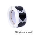 500Pcs/Roll Heart Decorative Sticker for Gift Box Black Pink Love Scrapbooking Self-adhesive Stickers Valentine's Day Wedding Decoration. 