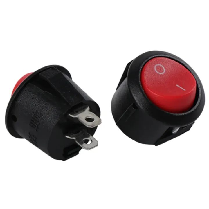 5/10PCS%202%20Pin%20ON-OFF%20Rocker%20Switch%20AC/DC%20250V%203A%20Round%20Boat%20Switches%20Mini%20Round%20Red%20-%20Image%202