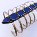 Afghani Tribal Antique blue stone Adjustable comb BraceleT for women. 