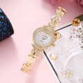 WAT Watch For Women Heart-Shaped 2pcs Bracelet Watch Set Business luxury Diamond Starry Rose Gold Quartz Lady Watch Gift. 