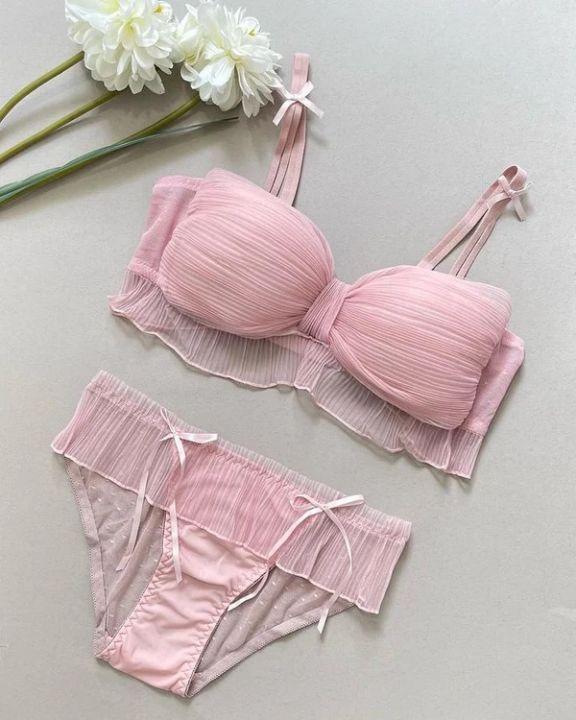 Womens 2pcs Bra Panty Set Bear Plush Bow Underwear  Produktbild-Vorschau 2