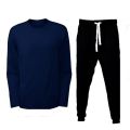 Plain Navy Blue T shirt With Matching Trouser Full Sleeves Round Neck Cotton T Shirts Sports Wear For Men. 