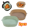 2Pcs Air Fryer Silicone Basket Silicone Mold Airfryer Oven Baking Basket Tray Pizza Fried Chicken Pan Liner Accessories. 