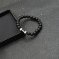 Unisex Fashion Black Matte Stone Dumbbell Fitness Gym Adjustable Punk Bracelet. 