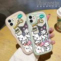 chenyyka For OPPO A16K A16E Case Cartoon Cute Kuromi Pattern Colorful Lovely Cream Wave Border Soft Clear Shockproof Phone Cases Creative Camera Transparent Casing Simple Gentle Protective Cover. 