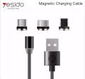 Yesido 3in1 Mobile Phone Charging 2.4A Micro Type-C USB Cable line Magnetic Cable for iPhone. (Black Gray). 