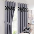 VELVET CURTAIN GREY AND BLACK. 