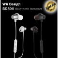 Sporty Bluetooth headset WK Design BD500 with anti-sweat function Hifi Bass Ear Earphones. 