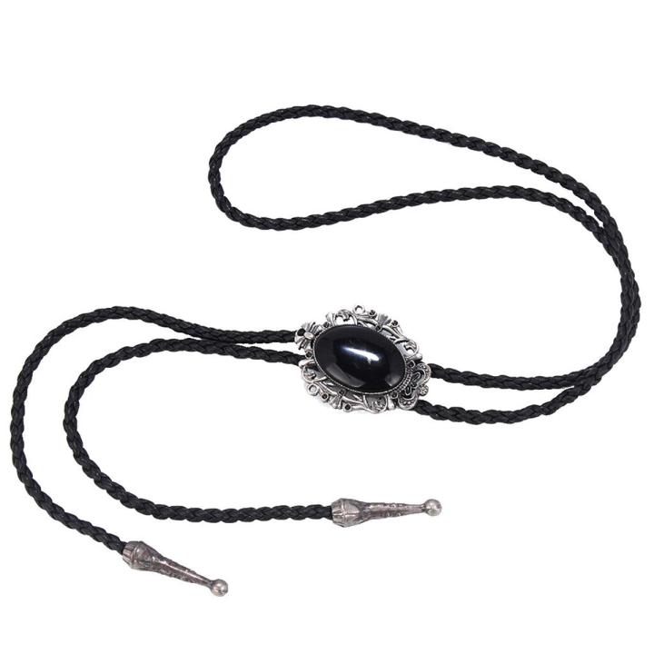 Indian Western Cowboy Black Bolo Tie Rodeo Dance Necktie Bootlace Ties
