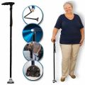 Trusty Cane - Sturdy Folding Walking Triple Head With Built in Lights - Fordable Walking Stick. 