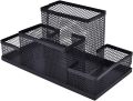 Metal Mesh Desk Organizer, Pen Holder, Large Desk Organizer, Multifunctional Desk Organizer Set, Office Accessories, Office Desk Organizer, Metal Office Table Accessories, 4 in 1 Compartment Desk Organizer, Small Office Table Desk Accessories Set.. 