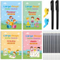 BESTIN 4pc Magic Book For Kids, Reusable Grooved Handwriting Workbooks, Preschool Magic Grooved Practice Copybook, Writing Practice For Kids, Magic Book For Montessori Children Tracing Handwriting, First Learning Books for Kids,. 