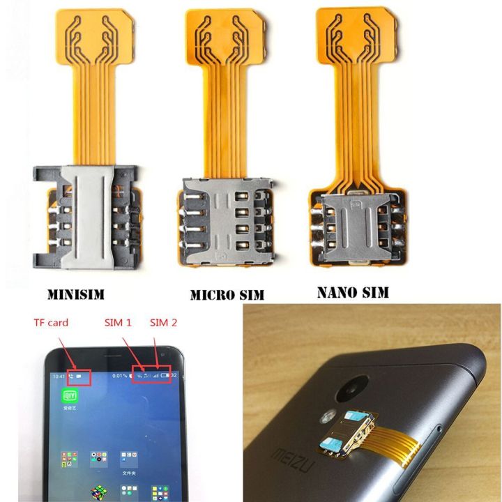 Universal DIY Android Phone TF Dual SIM Card Adapter Nano Cato Hybrid Sim Slot For Micro SD Extender