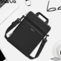 MOSISO Vertical Laptop Shoulder Bag 13.3" - 14" Inch Compatible with MacBook Air/Pro,13-13.3 inch Notebook,Compatible with MacBook Pro 14 2023-2021 A2779 M2 A2442 M1 with Front Raised Pockets & Fix Handle & Belt, Black. 