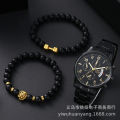 New Calendar Steel Belt Men's Watch Obsidian Dumbbell Bracelet Suit Quartz Watch Fashion Men's Gift Suit Watch. 