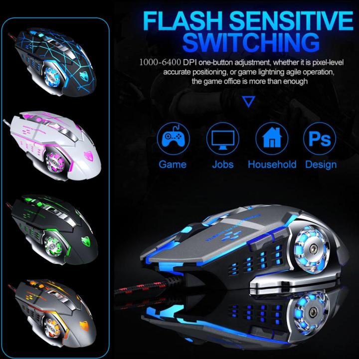 New For T-wolf V6 Gaming Mouse Wired 3200 Dpi Breathing Light Usb ...