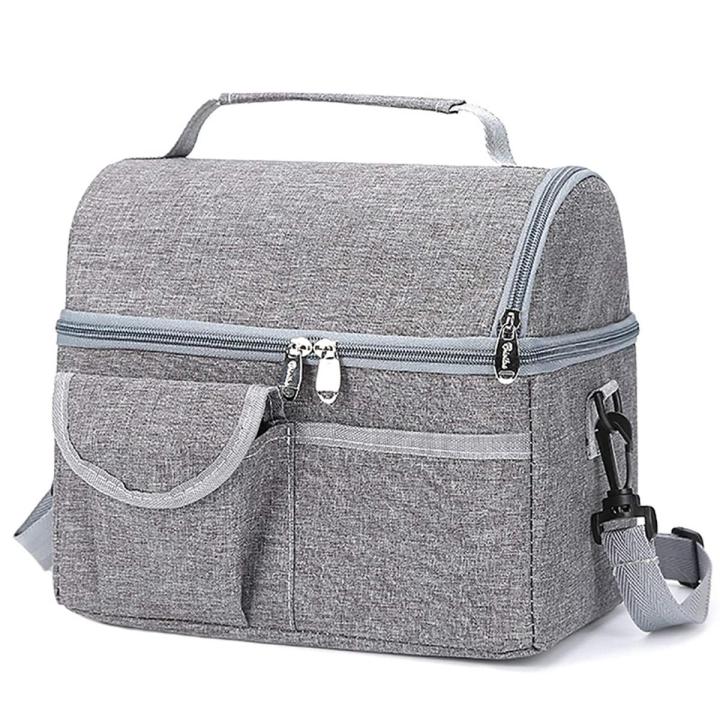Large Picnic Cooler Bag Insulated Lunch Bag for Women Men Kids Picnic Bag, Adjustable Shoulder Strap, Double Layer