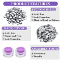100 Sets Cover Buttons Kit with Tools Size Buttons to Cover Self Cover Buttons DIY Fabric Cloth Cover Buttons Easy Install Easy to Use 0.59 Inch. 