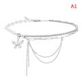 Shiny Crystal Butterfly Necklace Exquisite Multi-layer Pearl Clavicle Chain Encounter. 