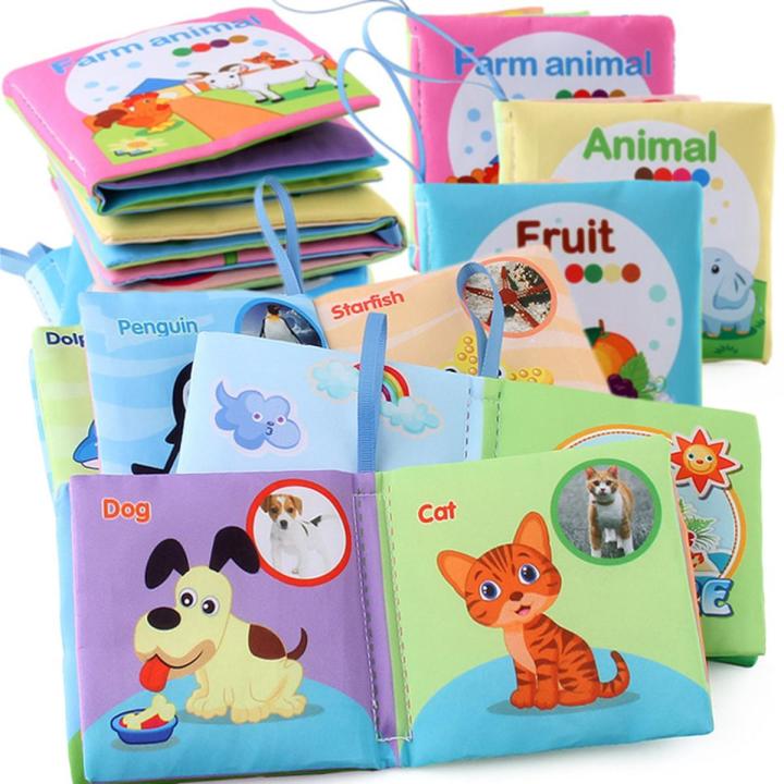 0-12Month Baby Cloth Book Kids Early Learning Toy Child Tearing Tail Cloth Books Baby Washable Shower Book Baby Educational Toys