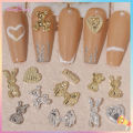 10Pcs Nail Ornament Gloss Non-falling Three-dimensional DIY Stunning Visual Effect Heart Bow Bear Bunny Nail Alloy Decor Nail Salon Supply. 