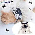 Adorable Cat Princess Dress with Bow-knot Faux Pearl Design Extra Soft Summer Ready Pet Outfit. 