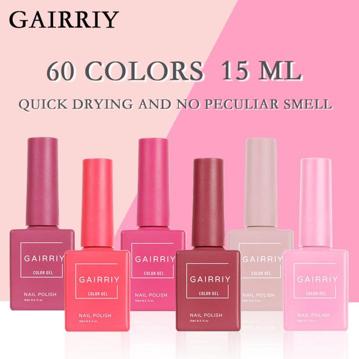 Gairriy 15ml Gel Nail Polish 60 Colors Glitter Soak Off UV LED Semi-Permanent Varnish Nail Art Salon Nail Polish