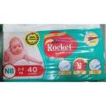 ROCKET PREMIUM DIAPERS NEW BORN SIZE-1 , 2-5KG (40 PCS PACK). 