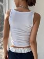 New SOLID RIBBED KNIT CROP CAMI TOP. 