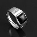 925 sterling silver ring men black zircon adjustable wedding ring fashion jewellery/Perhiasan fesyen cincin zirkon hitam lelaki. 