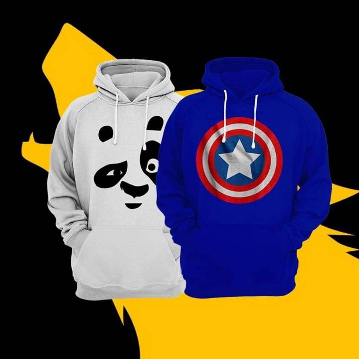 Pack OF 2 New Printed Fleece Hoodies For Men and Women